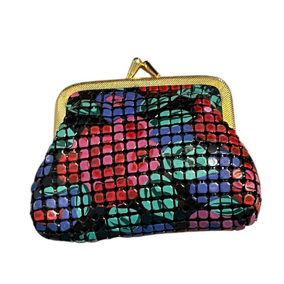 Vintage Unbranded Multi Color Floral Beaded Crossbody Bag and Change Purse - Picture 3 of 15